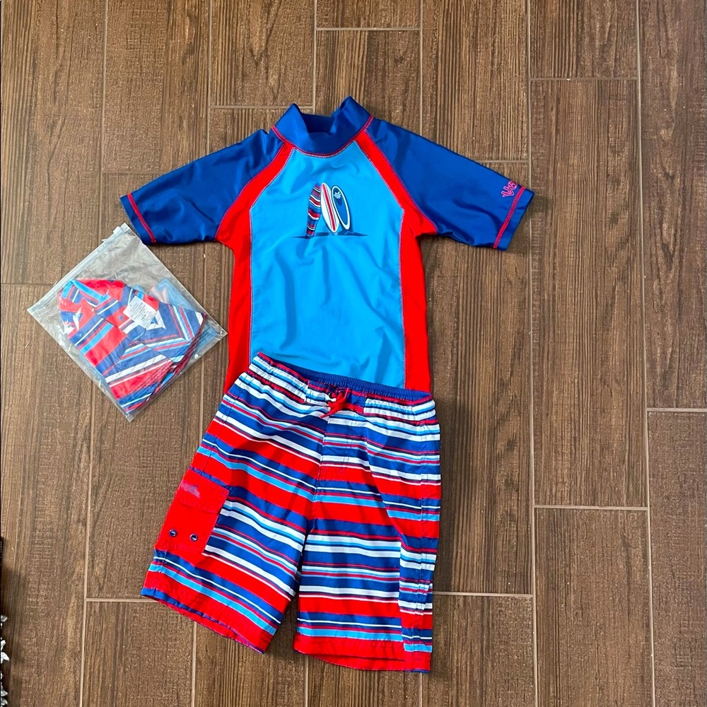 Boys swimsuit with hat size 7